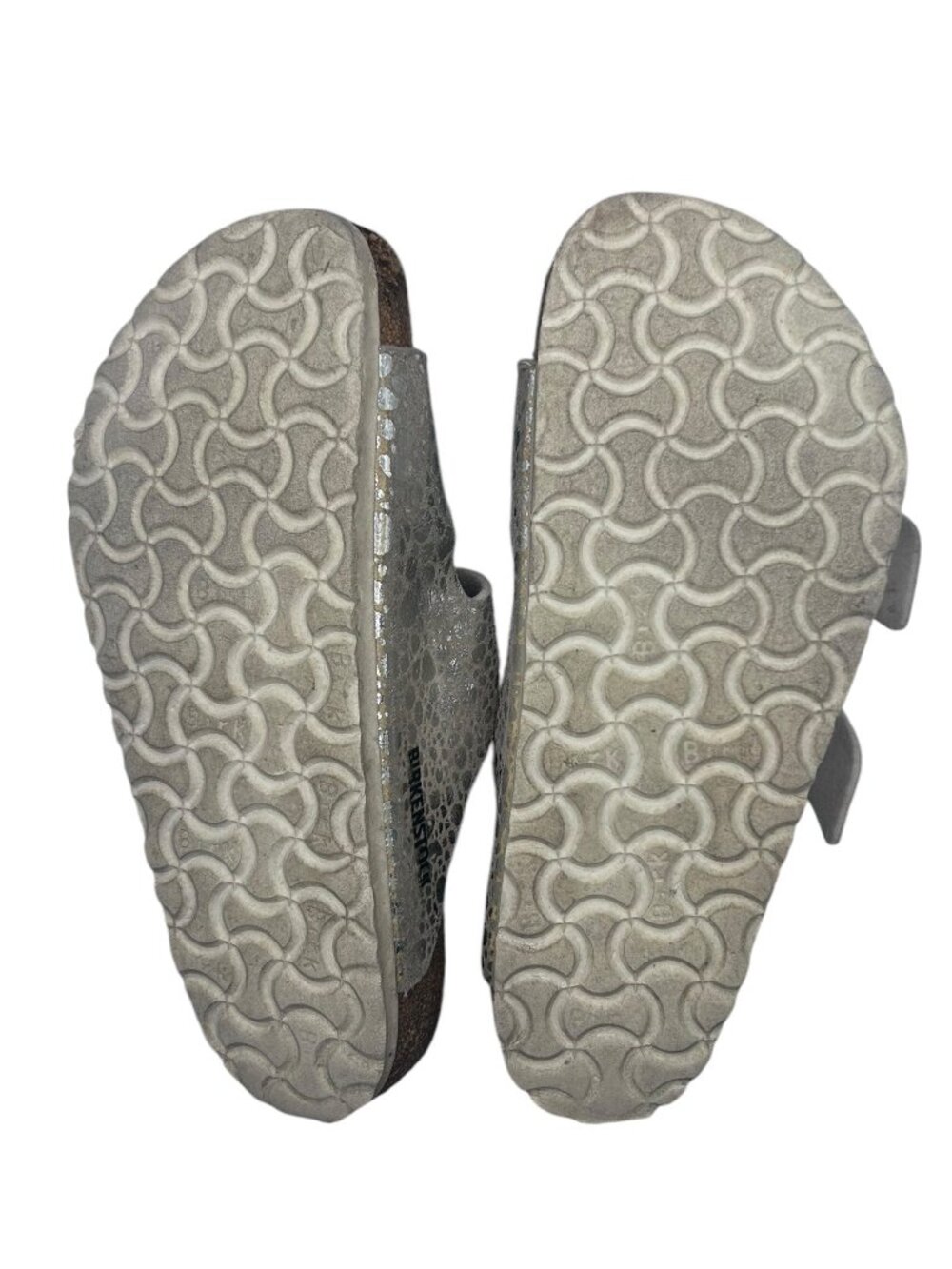 Birkenstock Arizona Stone Silver Metallic Sandals 38 AS IS - Picture 3 of 10